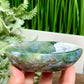 Moss Agate Oblong Bowl Healing Crystal Carving 252g