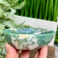 Moss Agate Oblong Bowl Healing Crystal Carving 256g