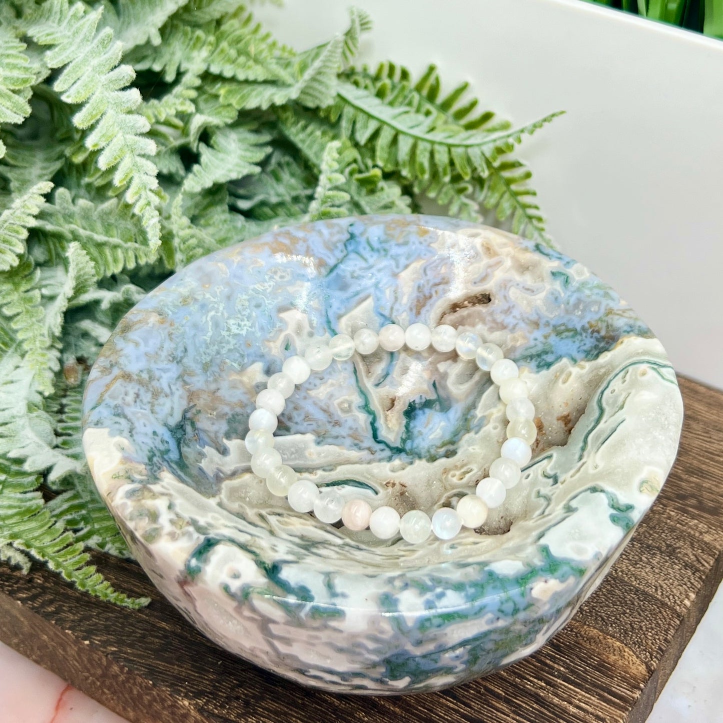 Moss Agate Round Bowl Healing Crystal Carving 834g