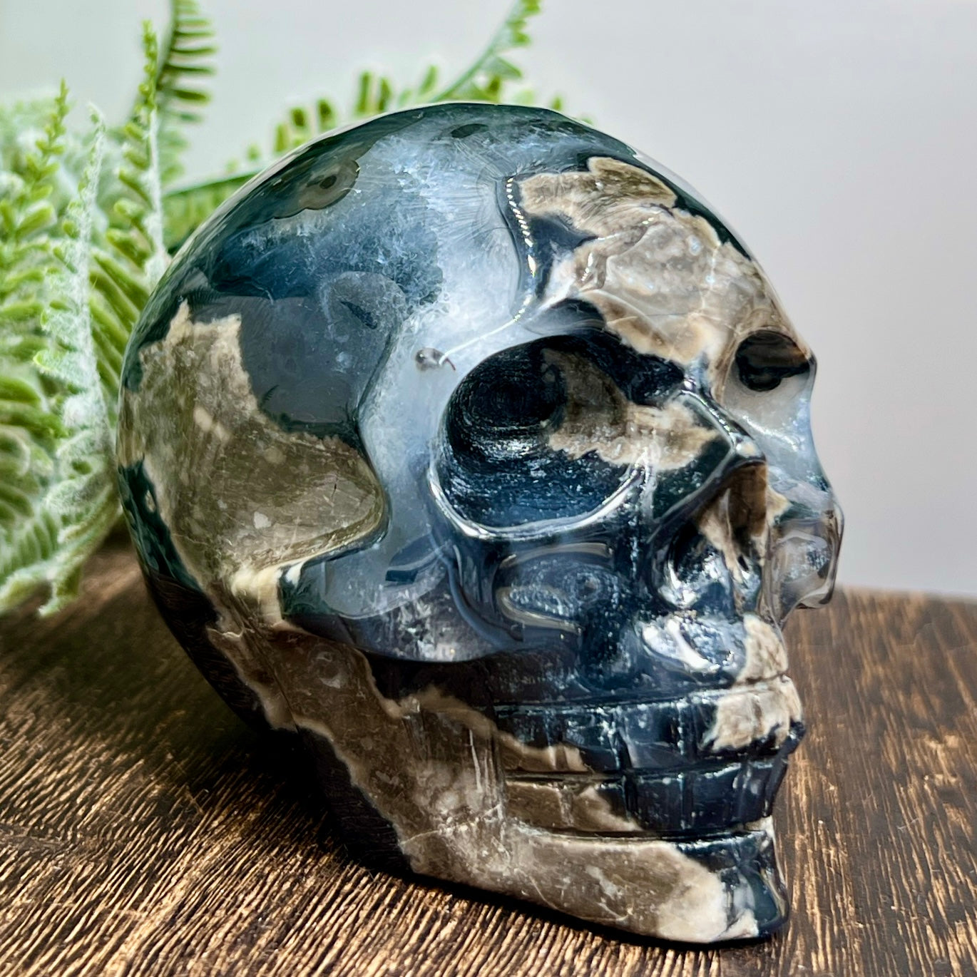 Volcanic Agate Skull UV Reactive Healing Crystal Carving 580g