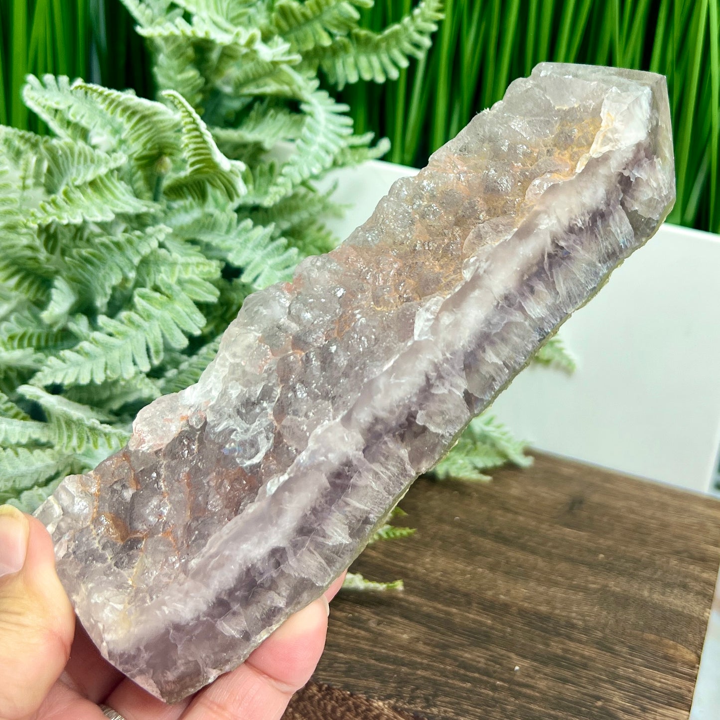 Fluorite with Pyrite Half Raw Half Polished Tower Crystal Generator 668g 174mm