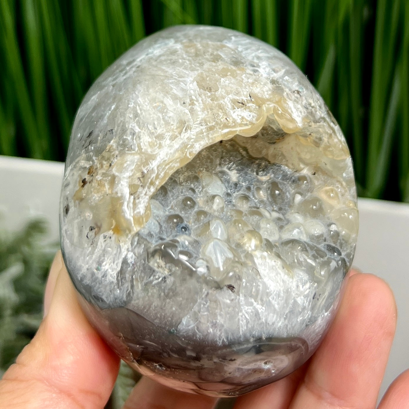 Volcanic Agate Quartz Skull UV Reactive Healing Crystal Carving 500g