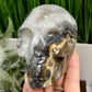 Volcanic Agate Quartz Skull UV Reactive Healing Crystal Carving 500g