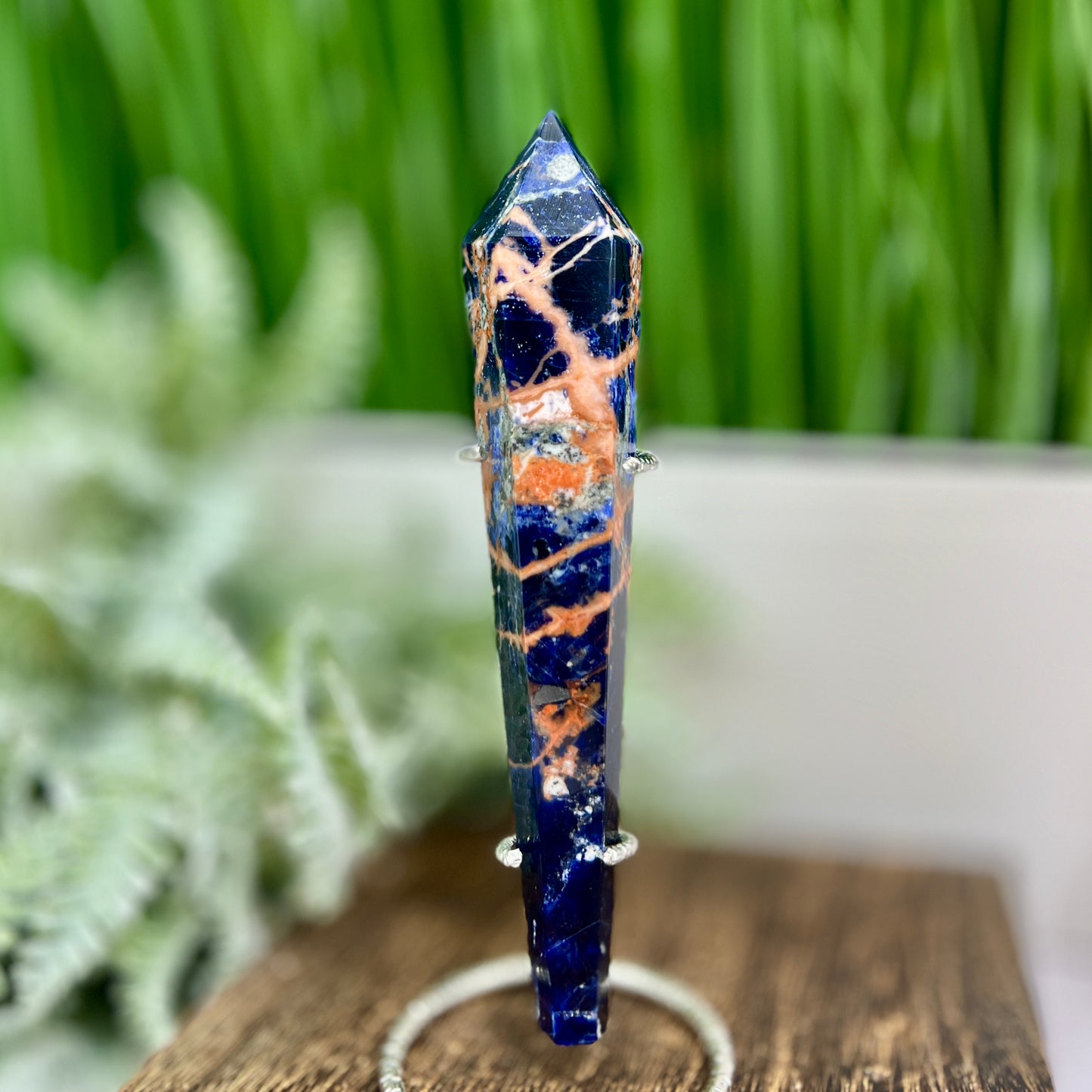 Sodalite with Sunstone Wand with Stand Healing Crystal Generator 124g 154mm