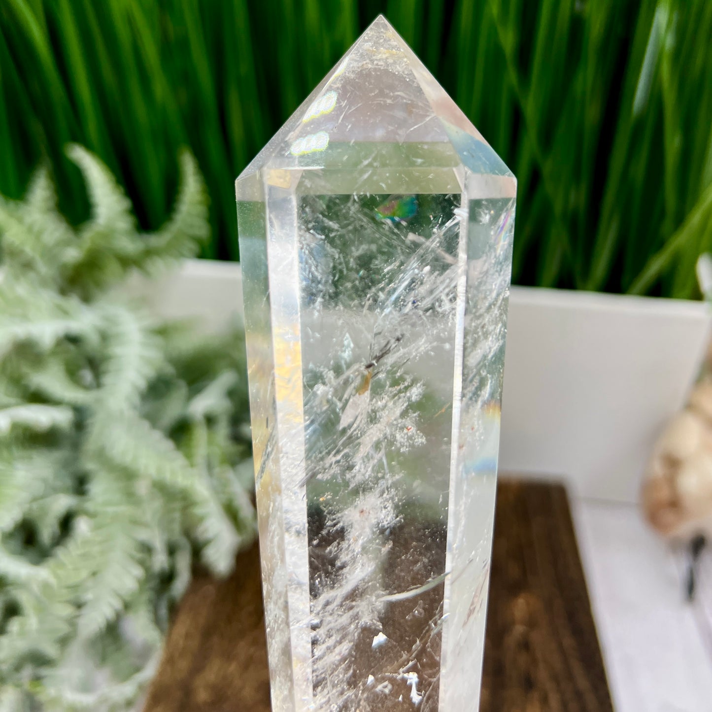 Clear Quartz Golden Healer Wand with Stand High Quality Crystal 262g 189mm