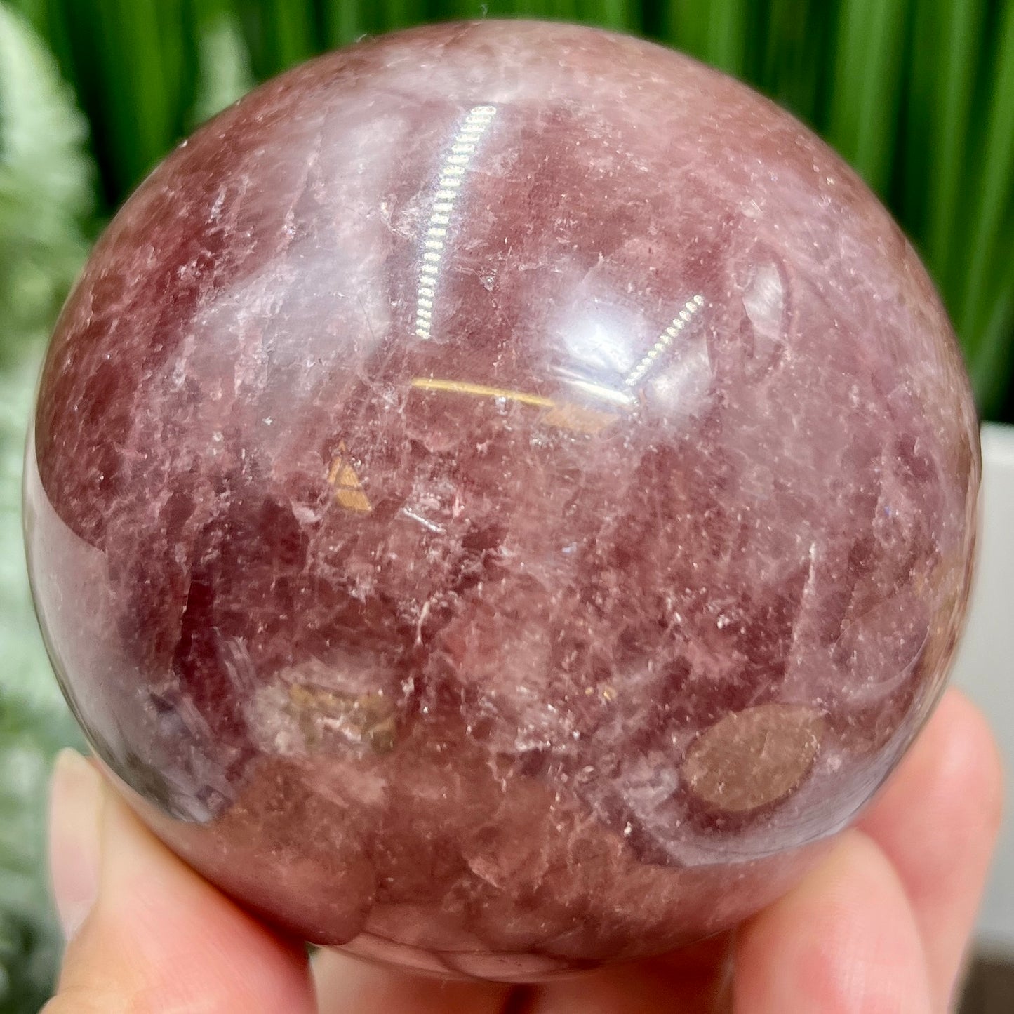 Red Strawberry Quartz Sphere Healing Crystal Ball 480g 70mm