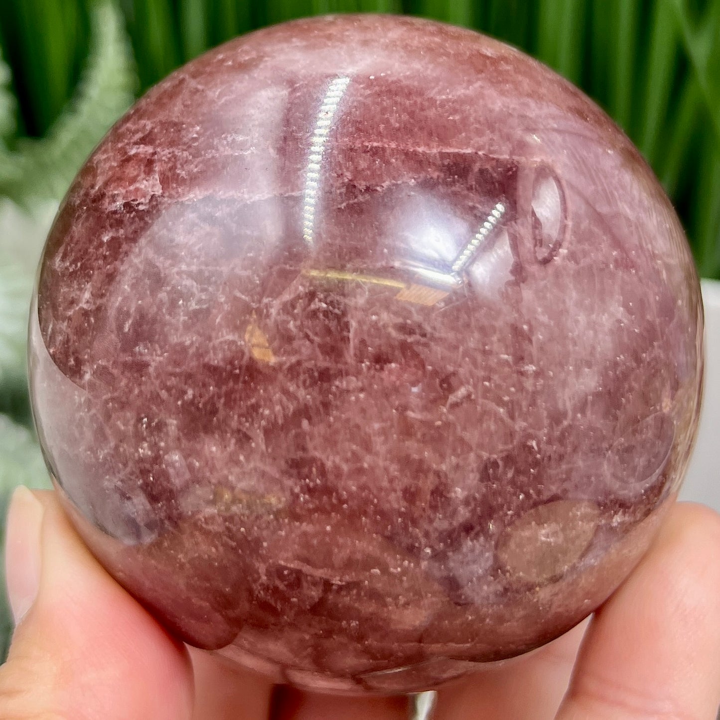 Red Strawberry Quartz Sphere Healing Crystal Ball 480g 70mm