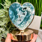 Moss Agate Heart Lamp Crystal Carving Two Colour Settings