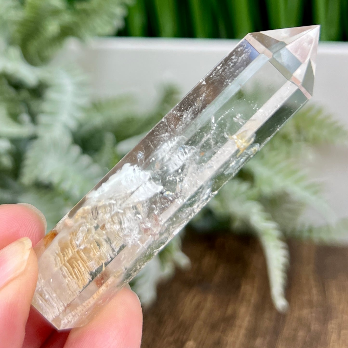 White Lodolite Garden Scenic Quartz Rare Healing Crystal Generator 34g 71mm