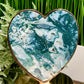 Moss Agate Heart Lamp Crystal Carving Two Colour Settings