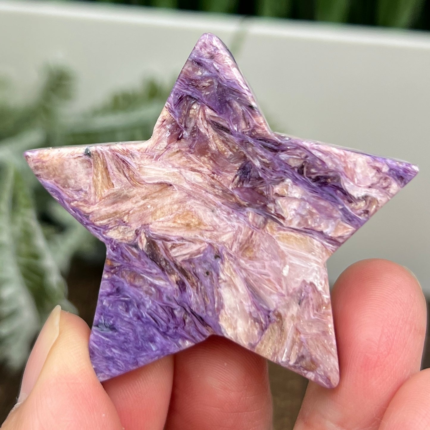 Charoite Pink Purple Star Rare Crystal Carving 30g