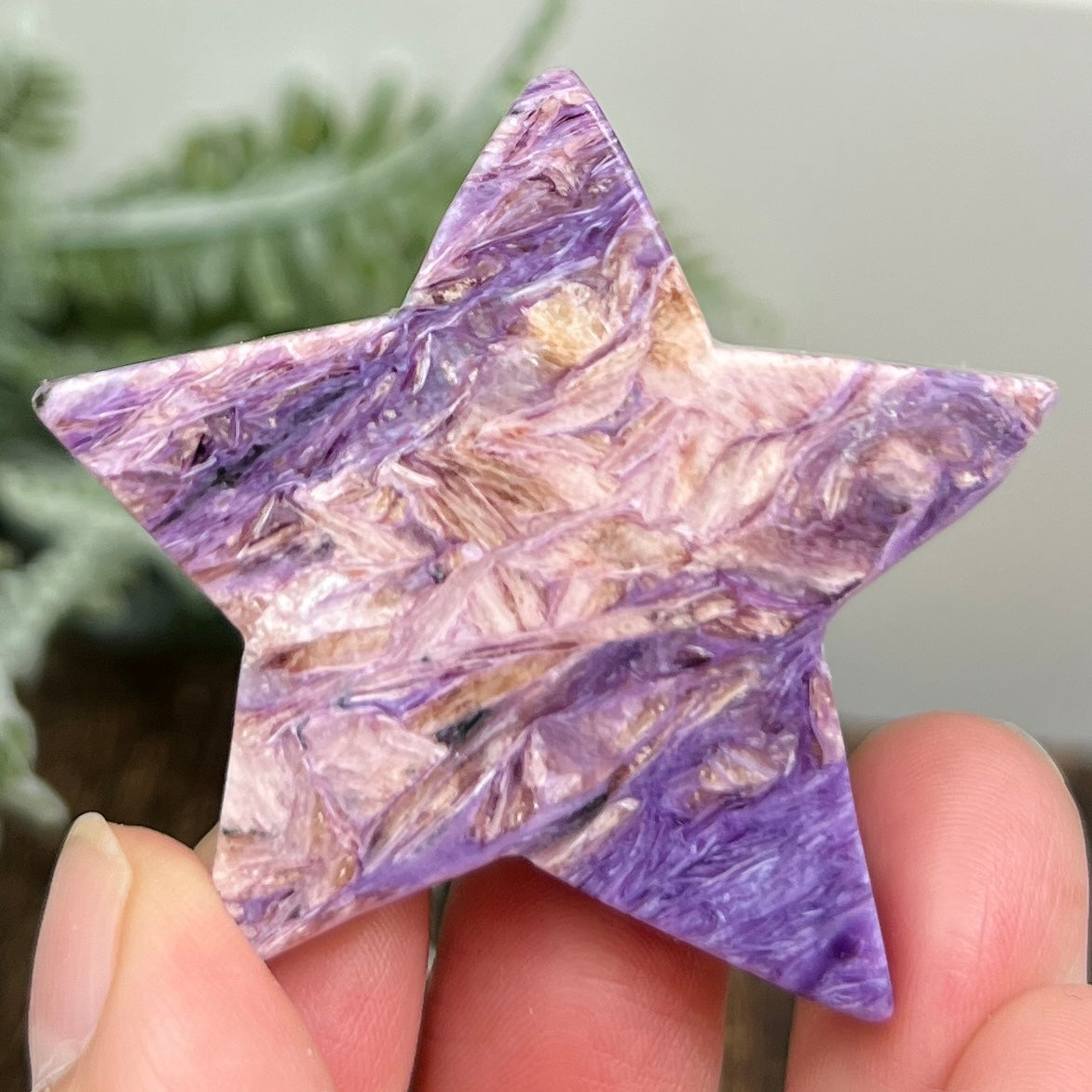 Charoite Pink Purple Star Rare Crystal Carving 30g