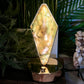 Moss Agate Rhombus Lamp Crystal Carving Colourful Settings