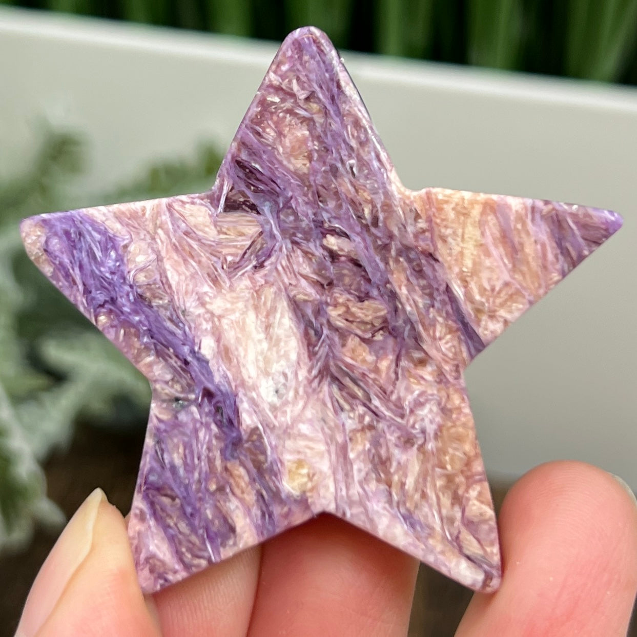 Charoite Pink Purple Star Rare Crystal Carving 30g