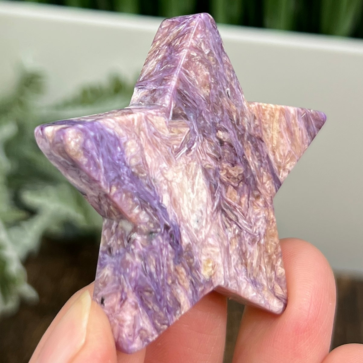 Charoite Pink Purple Star Rare Crystal Carving 30g