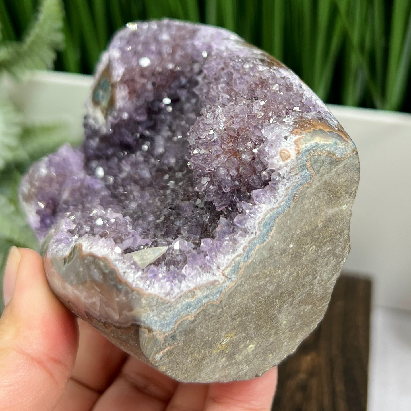 Amethyst with Calcite Geode Cluster Cave Healing Natural Crystal 528g