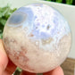 Blue Flower Agate Rare Sphere Healing Crystal Ball 434g 69mm