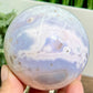 Blue Flower Agate Rare Sphere Healing Crystal Ball 434g 69mm