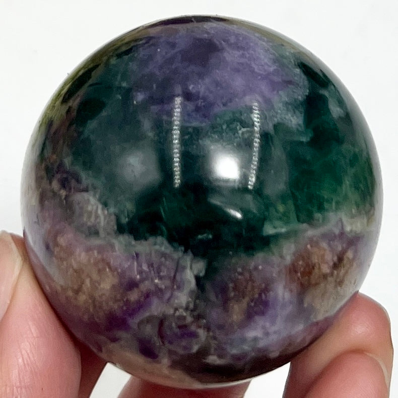 Fluorite Purple Green Sphere Healing Crystal Ball 255g 53mm