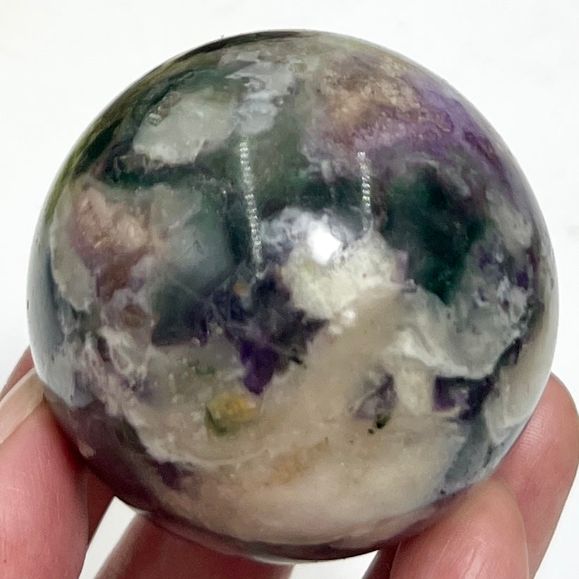 Fluorite Purple Green Sphere Healing Crystal Ball 255g 53mm