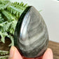 Silver Sheen Obsidian Flame Healing Crystal Deco 86g 65mm