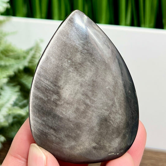 Silver Sheen Obsidian Flame Healing Crystal Deco 76g 65mm