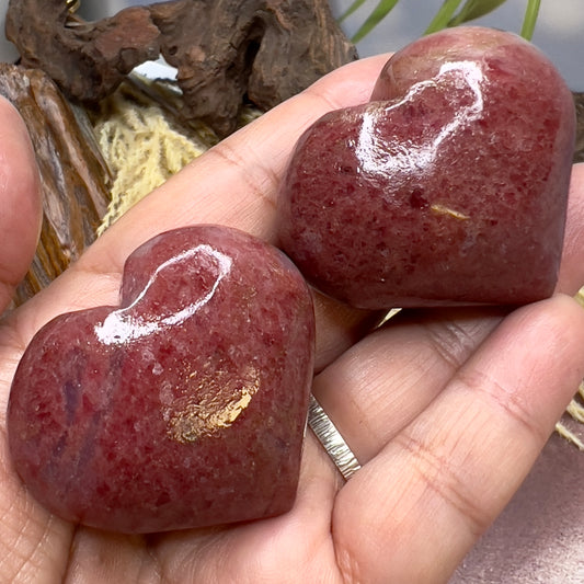 Rhodonite Hearts Crystal Carving Australian Seller