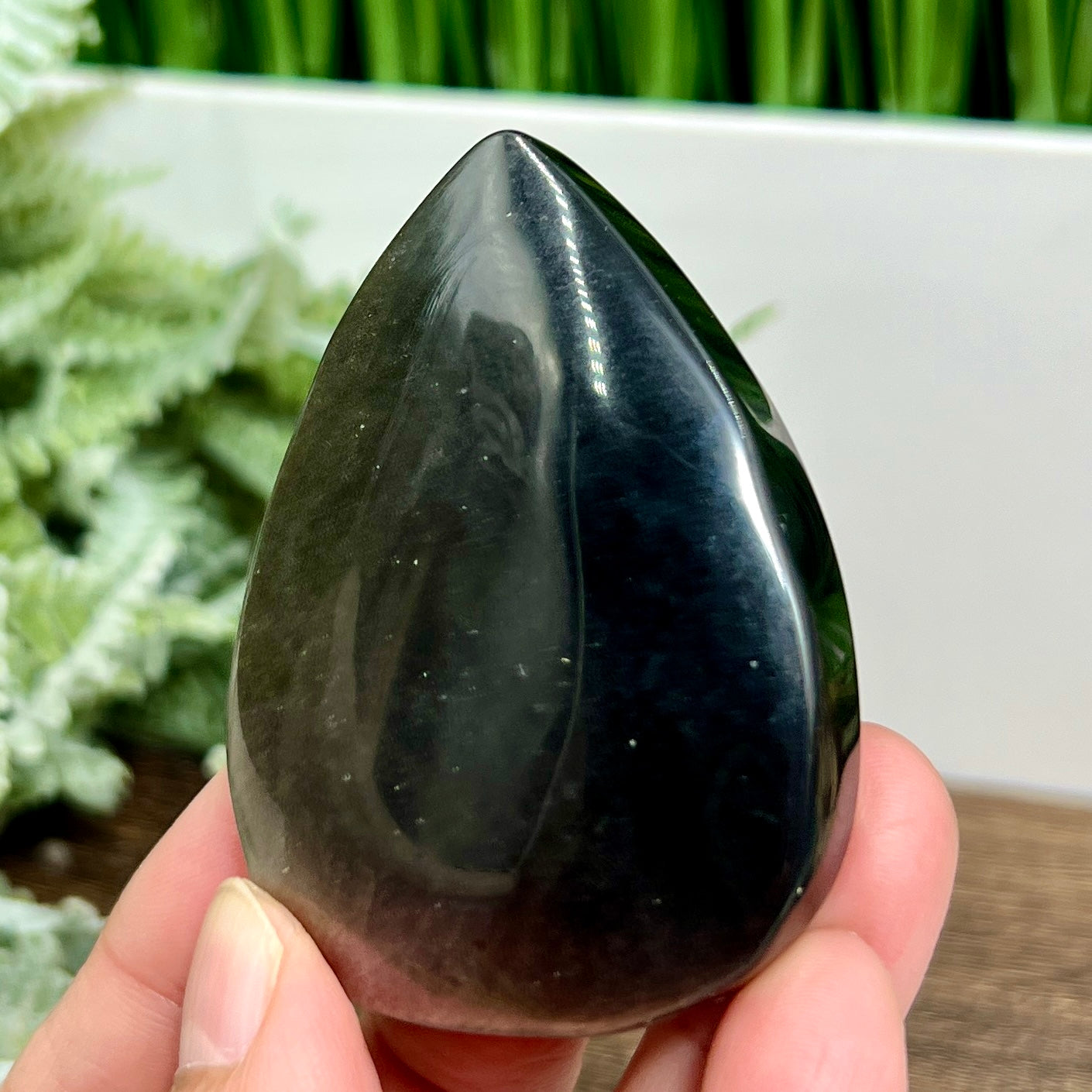 Silver Sheen Obsidian Flame Healing Crystal Deco 76g 65mm