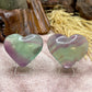 Purple Green Fluorite Gemstone Hearts Crystal Carvings Australian Seller