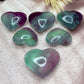 Purple Green Fluorite Gemstone Hearts Crystal Carvings Australian Seller