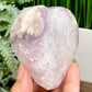 Flower Agate with Pink Purple Amethyst Quartz Heart with Stand Crystal 250g