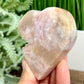 Flower Agate with Pink Amethyst Quartz Heart with Stand Crystal Carving 164g