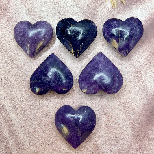 Lepidolite Purple Mica Hearts Crystal Carvings Australian Seller