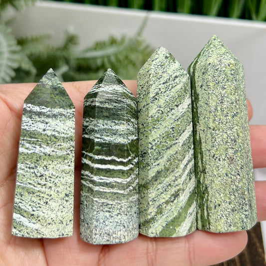 Green Zebra Jasper Points Towers Crystal Generators