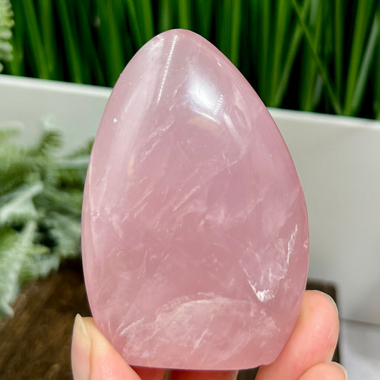 Rose Quartz Flame Free Form Healing Carving 156g 74mm