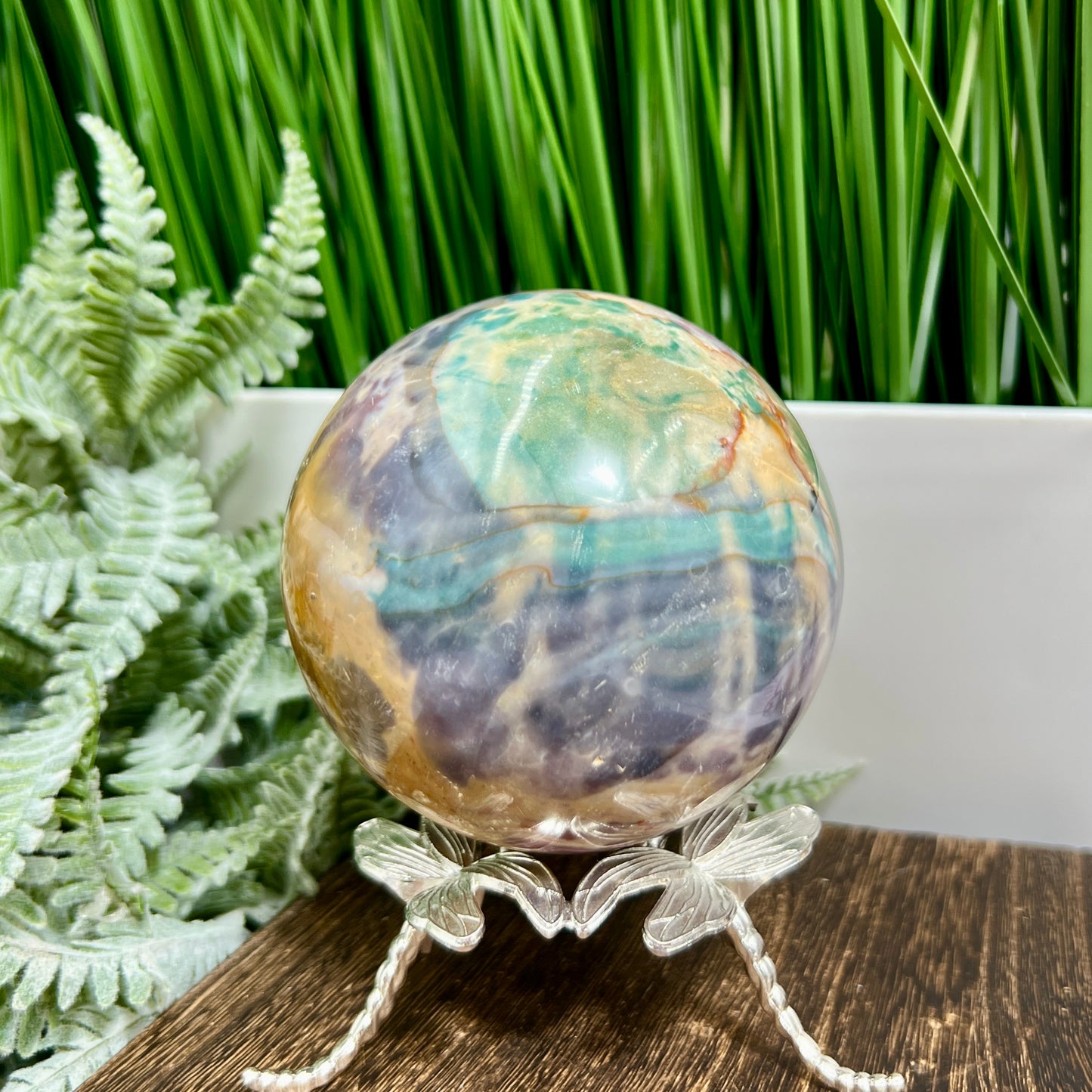 Polychrome Jasper Sphere Large Crystal Ball 916g 88mm