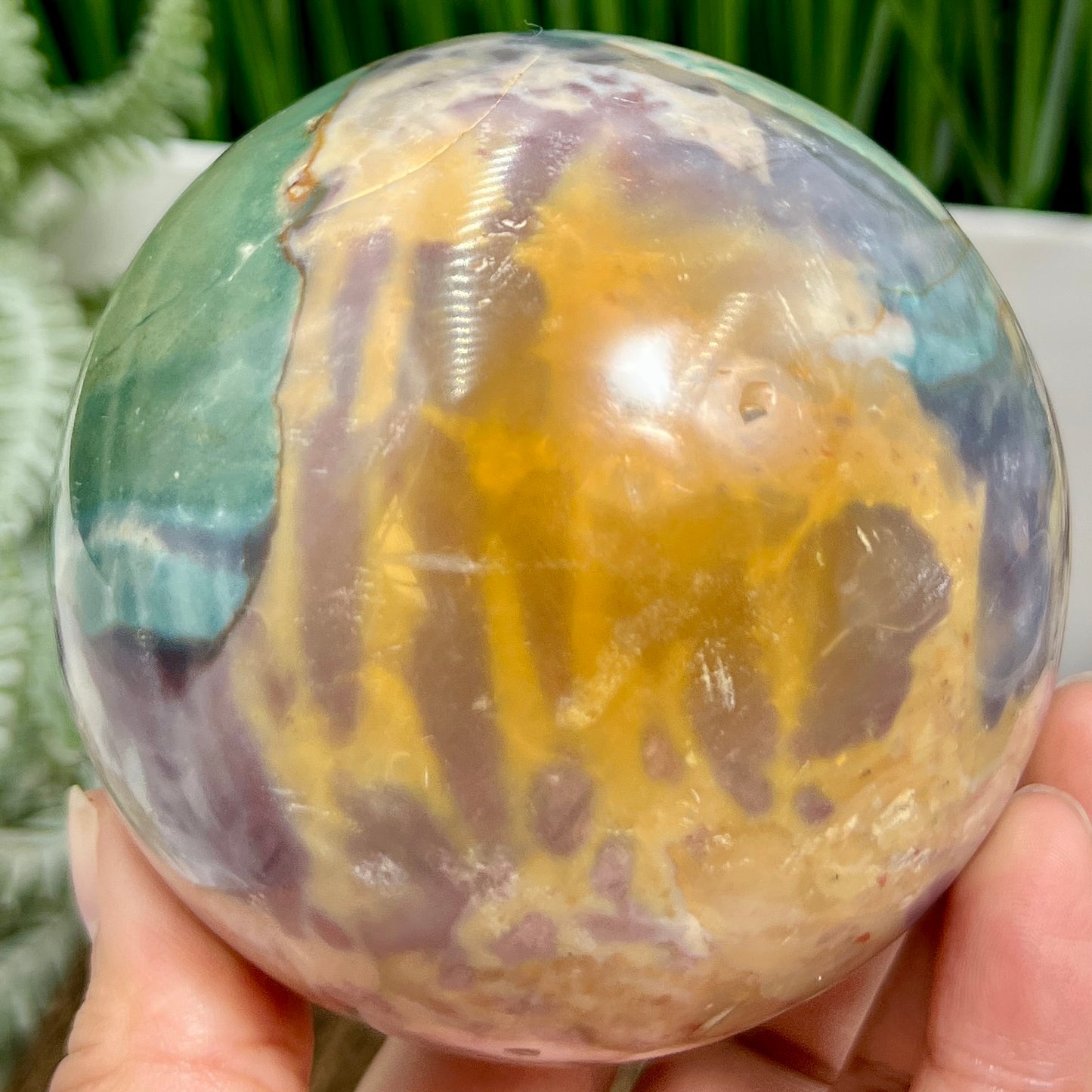 Polychrome Jasper Sphere Large Crystal Ball 916g 88mm