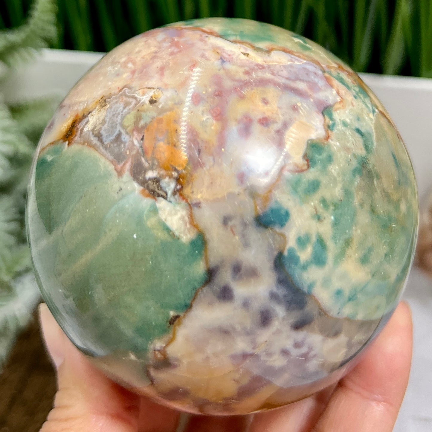 Polychrome Jasper Sphere Large Crystal Ball 916g 88mm