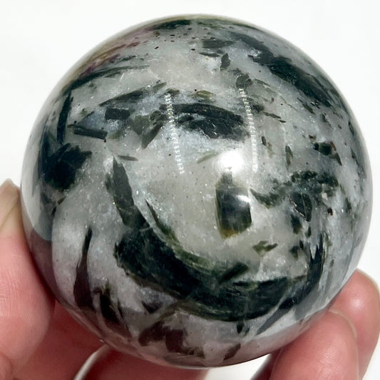 Green Tourmaline in Quartz Sphere Healing Crystal Ball 282g 56mm