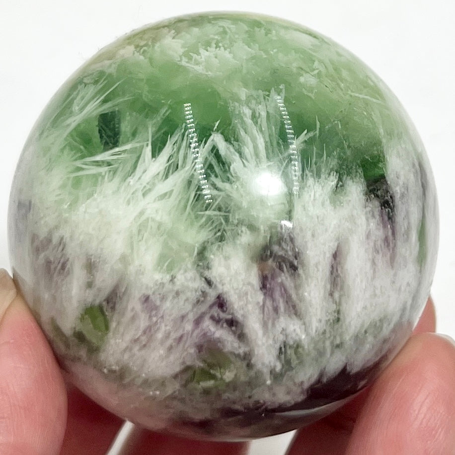 Snowflake Fluorite Sphere Healing Crystal Ball 342g 58mm