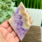 Amethyst with Mexican Lace Agate Rhombus Display with Stand Healing Crystal Carving