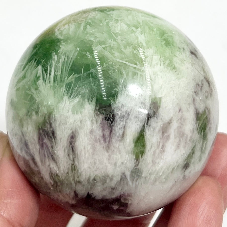 Snowflake Fluorite Sphere Healing Crystal Ball 342g 58mm