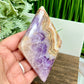 Amethyst with Mexican Lace Agate Rhombus Display with Stand Healing Crystal Carving