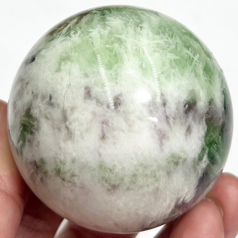 Snowflake Fluorite Sphere Healing Crystal Ball 342g 58mm