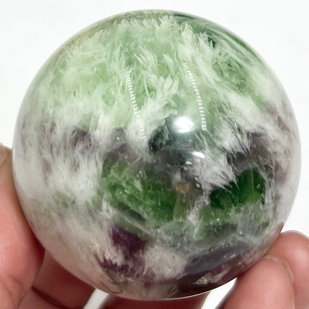 Snowflake Fluorite Sphere Healing Crystal Ball 342g 58mm