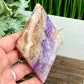 Amethyst with Mexican Lace Agate Rhombus Display with Stand Healing Crystal Carving