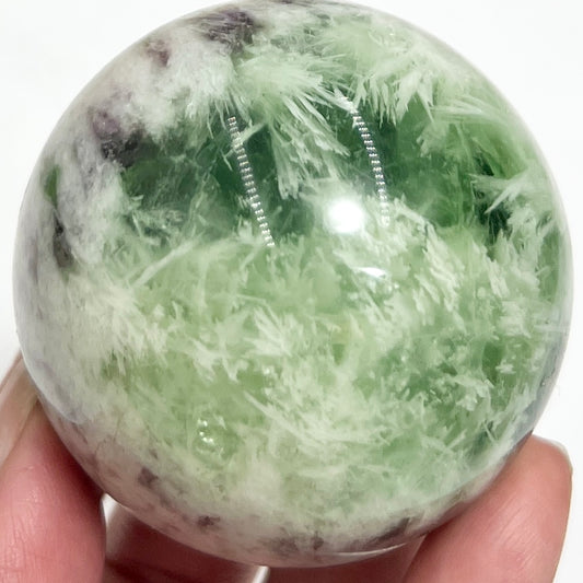 Snowflake Fluorite Sphere Healing Crystal Ball 342g 58mm