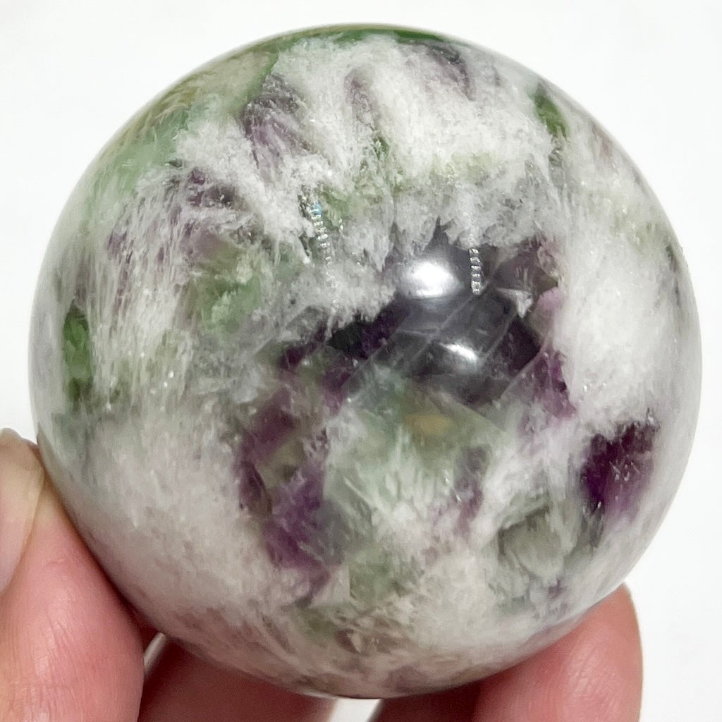 Snowflake Fluorite Sphere Healing Crystal Ball 342g 58mm