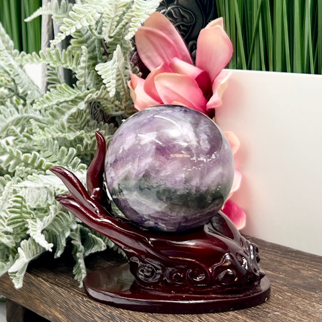 Silky Fluorite Sphere Healing Crystal Ball 377g 60mm