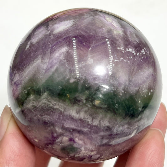 Silky Fluorite Sphere Healing Crystal Ball 377g 60mm